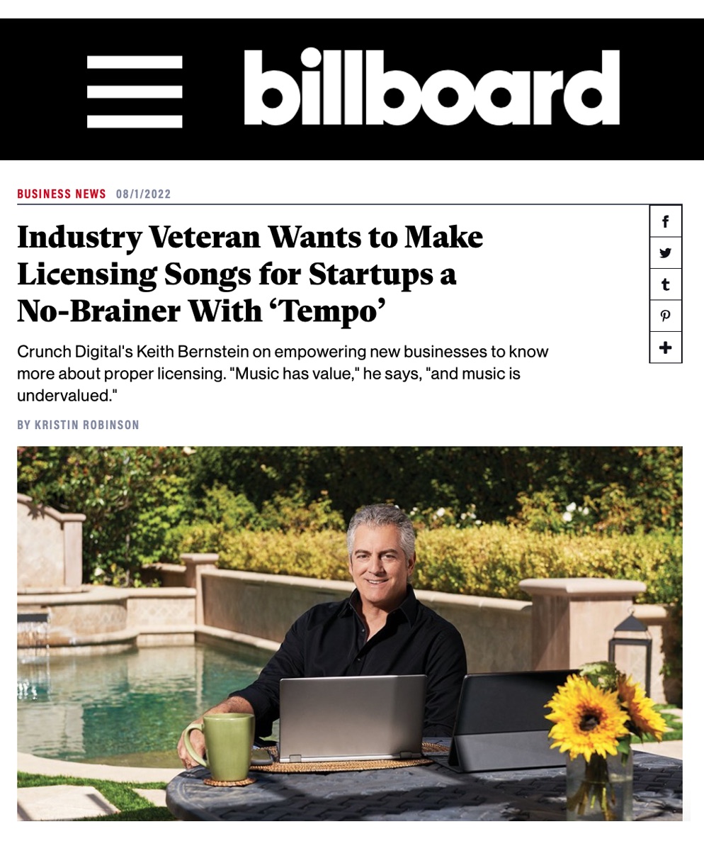 Billboard: Industry Veteran Wants to Make Licensing Songs for Startups a No-Brainer With ‘Tempo’